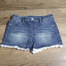 Members Mark Girls Denim Shorts 14/16 Lace Trim Distressed