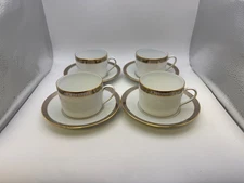 Set of 4 Bernardaud Limoges MADISON PLATINUM Cups & Saucers (some wear)