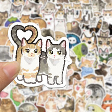 10/30/77Pcs Kawaii Cute Watercolor Cat Cartoon Stickers Animal Kitten Graffiti D