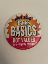 Wal Mart 2000 Hanes Basics Pin Back Button P98