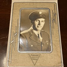 Military Portrait Photograph In Cardboard Protector. US Army, WWII, Named