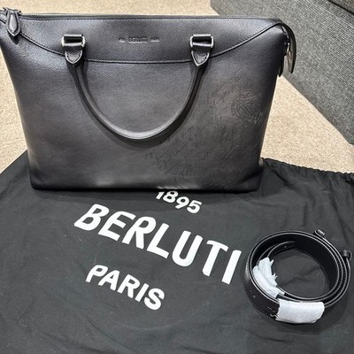 Berluti Late Hour Scrit Soft Leather Shoulder Bag