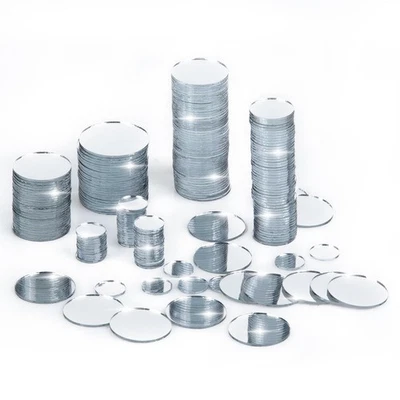 225 Pcs Small Round Craft Mirrors Mini Mosaic Tiles 0.5 to 1.2 Inch Clear Set - Image 1 of 4