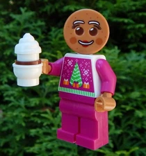 NEW LEGO Ugly Sweater GINGERBREAD WOMAN MINIFIG holiday christmas hot cocoa man