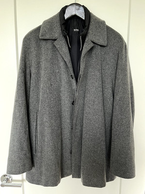 Vintage 90s Hugo Boss Men's Wool Cashmere Gray 2-in-1 Insulated Peacoat Large