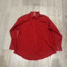 Vintage Ely Cattleman Tall Man Red Long Sleeve Pearl Snap Shirt