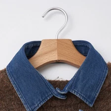 Women Denim Detachable Fake Neck Collar Lapel False Tops Shirt Choker Decor