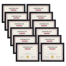 Black Picture Frame Set of 12 for 8.5x11 Document Certificate Diploma Display