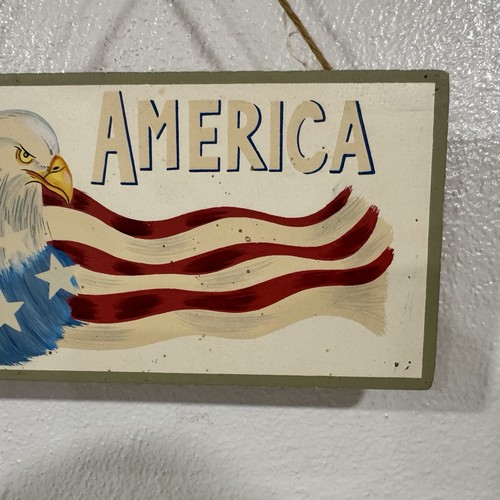 Patriotic Bald Eagle USA Flag Wood Hanging Sign America Wall Decor 4th of July - Picture 3 of 7