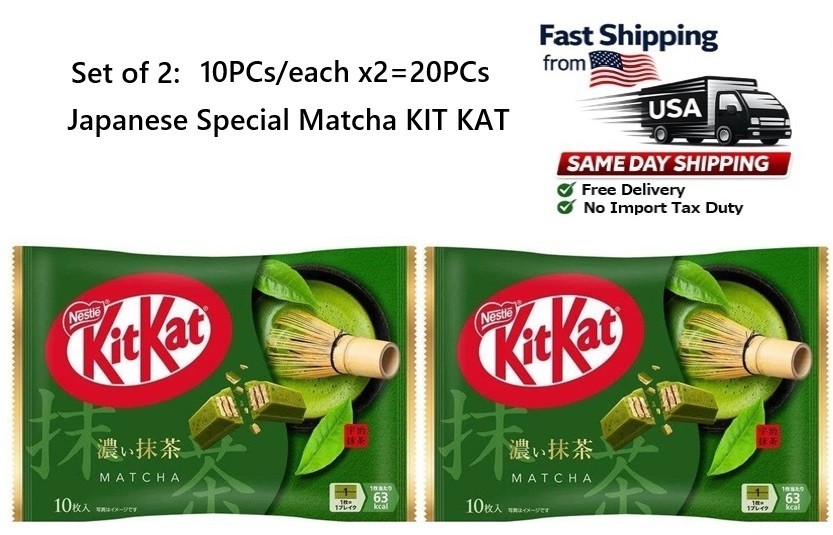 Vendedor de EE. UU. Rápidamente: Kit japonés Kat Matcha té verde mini 10 piezas x 2 paquetes