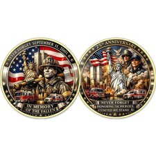 9/11 Never Forget 25th Anniversary Challenge Coin FDNY First Responders