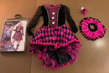 Spirit Halloween Child Medium 8-10 Pink Black Neon Clown Costume NWT Flaw