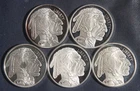 FIVE (5) INDIAN BUFFALO 1 OZ .999 SILVER ROUNDS ( 5 OZ TOTAL)  LOT 180843