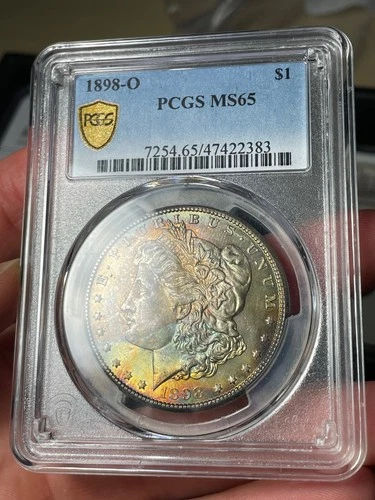1898-O PCGS MS65 Morgan Silver Dollar End Of Roll Toning Nice Gem!