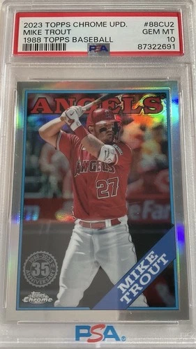 2023 Topps Chrome Update Mike Trout 1988 Insert #88CU2 PSA 10 GEM MINT