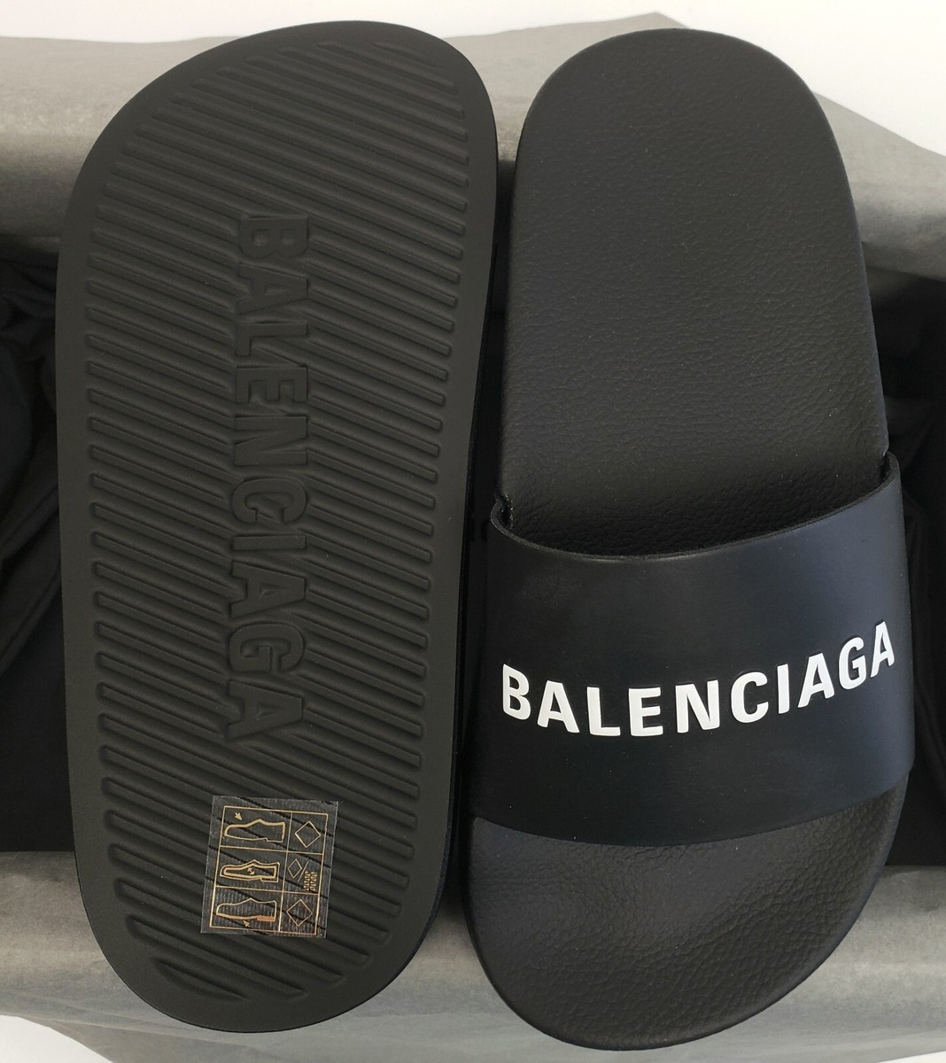 Balenciaga Kids Boy Girl Logo Pool Slides Sandals Black Italy 29
