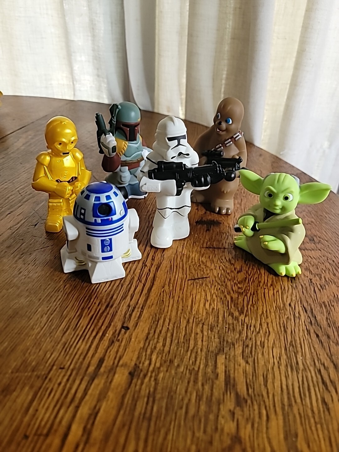 2008 Disney Star Wars Figures Lot Of 6 Toys Figures &  Zip Up Bag