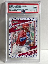 Bryce Harper 2021 Donruss INDEPENDENCE DAY Variation SP PSA 9