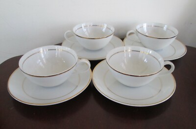 Fine China Of Japan SONNET (Gold Trim) Set of 4 Flat Cups 