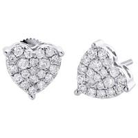 10K WeißGold Diamant Herzform 3 Krappen Ohrstecker Damen Fancy Ohrringe 3/4 Ct