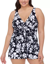 Island Escape Women's Plus Size Magnolia Underwire Swimdress Size 18W New