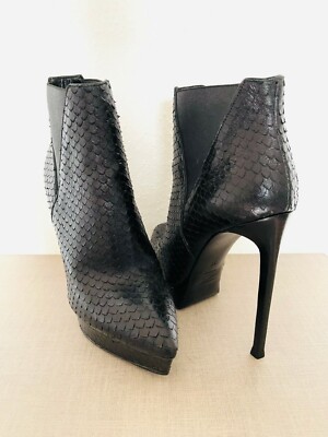 Yves Saint Laurent Janis Boot Plateau Stiefeletten mit Python Effekt Größe 37