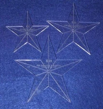 Star Template 3 Piece Set  4,5,6 Inches - Clear 1/4 Inch Thick