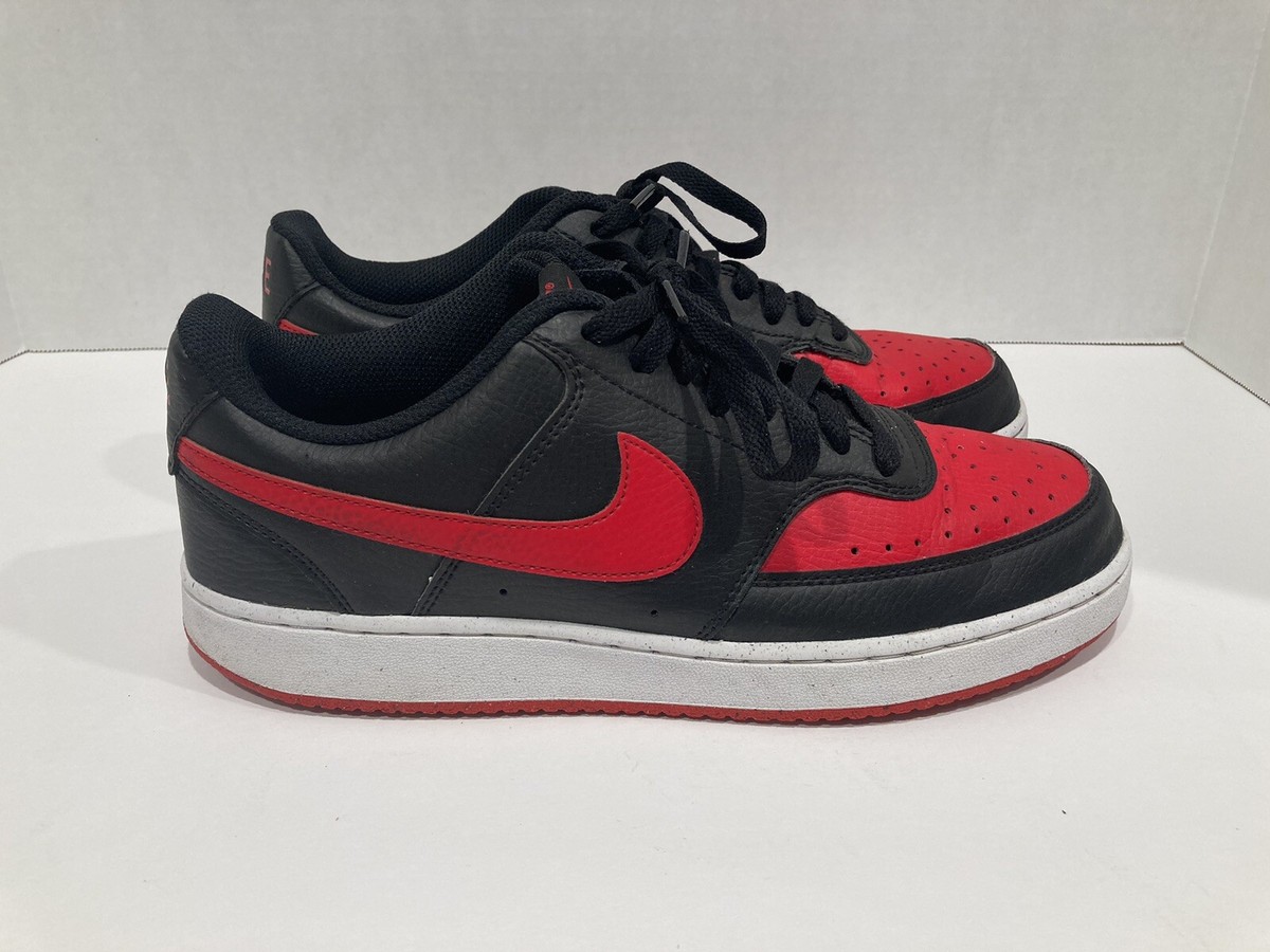 Nike Men's Court Vision Low FJ0685-010 Black Red Athletic Shoes