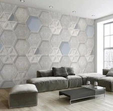 3D Gray Hexagon Graphic 35885NA Wallpaper Wall Murals Removable Wallpaper Fay