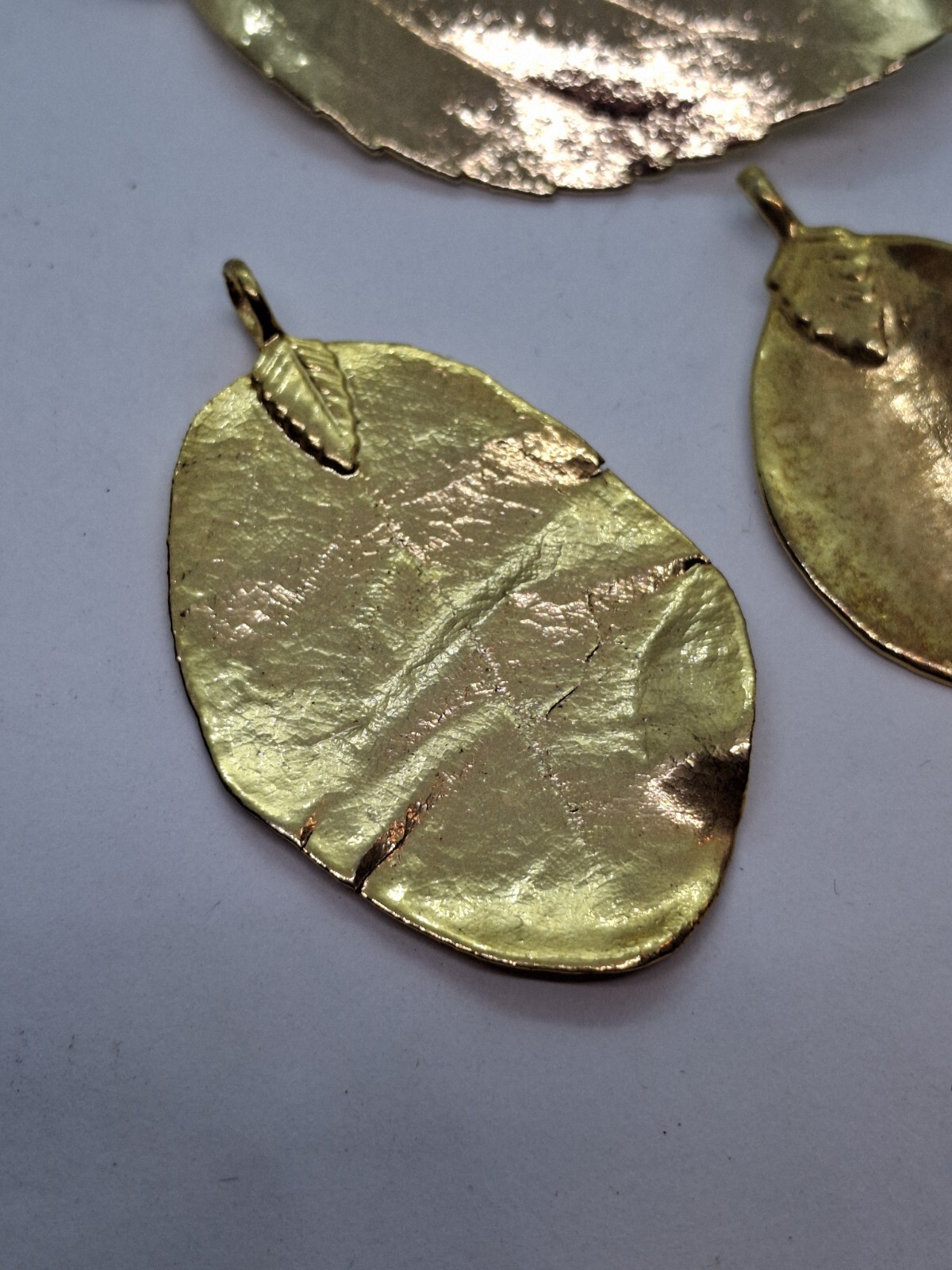 Vintage Lot Gold Dipped Leaf Pendants Naturecore … - image 3