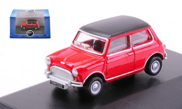 Oxford 1/76 Austin Cooper Mini Rot/Schwarz Modellbau Statisches Modellbau Die...-image
