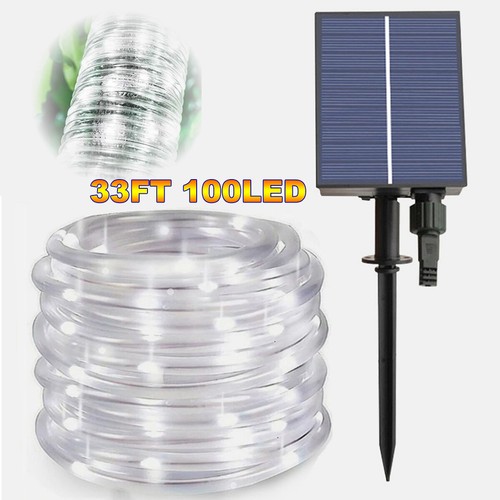 33FT 100 LEDs Outdoor Garden Lamp String Light Solar Rope Tube Lights Waterproof