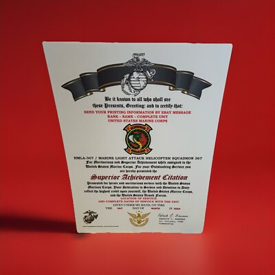 U.S.M.C. / HMLA-367 LT. ATTACK HELICOPTER SQUADRON/SUPERIOR ACHIEVEMENT CITATION