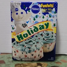 Vintage 1999 Pillsbury Holiday Funfetti Cake Mix NOS Box Y2K Set Prop Christmas