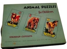 vintage National Games Inc Animal Puzzles for Children Stand Up 1950s 1960s 3013