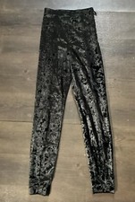 GOOD AMERICAN Black Crushed Velvet Disco Boss Skinny Pants Leggings Size 0
