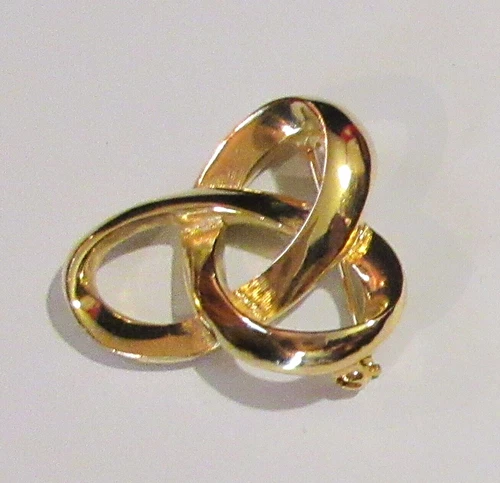 VTG SIGNED CRAFT Brooch Pin gold tone metal geometric fashion costume jewelry