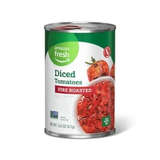 Amazon Fresh Fire Roasted Diced Canned Tomatoes 14.5 oz (Happy Belly)