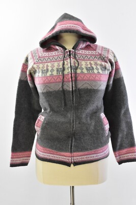 Womens M Aly Marka Alpaca Wool Hooded Jacket Pinks Gray | eBay 