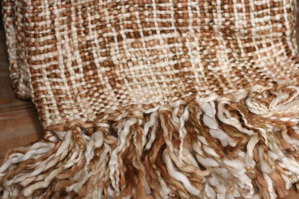 Throw Blanket Woven Beige Cream Brown Super Soft Acrylic Yarn 50 x 60 inch - Image 2 of 4