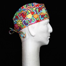 Colorful Love Peace Theme Scrub Hat