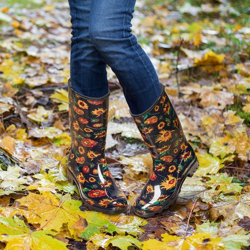 HISEA Women's Printed Rain Boot Waterproof Mid Calf Farm Garden Yard Work Boots - Picture 58 of 103