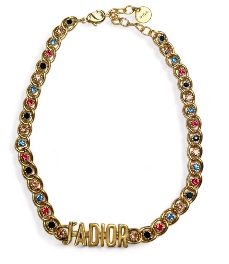 J'adior Multicolor Necklace Gold Gem Stones Cd Christian J'adior Multicolor Necklace Gold Gem Stones Cd Christian