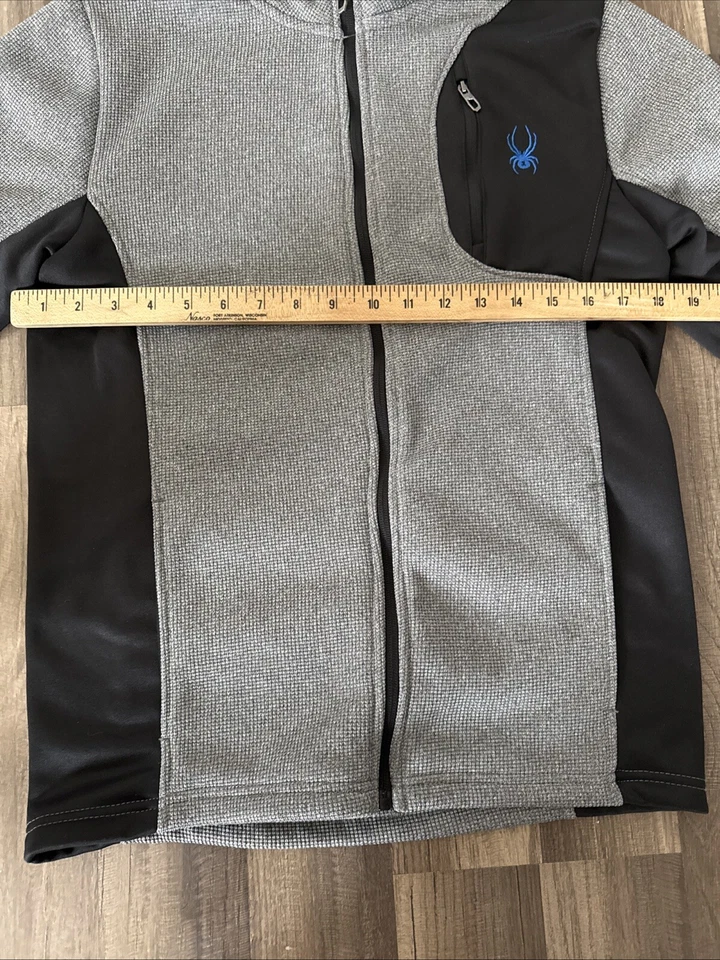 Spyder Thermal Fleece Sweater Jacket Boys XL 18/20 Zip-up Gray Embroidered Logo - Image 3 of 4