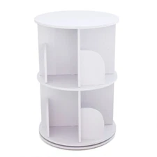 2-Layer Rotating 360° Bookshelf Bookcase Freestanding Storage Shelf Display Rack