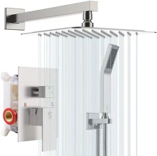 SR SUN RISE Shower Faucet System Set Brushed Nickel Rain Shower Head Mixer Valve