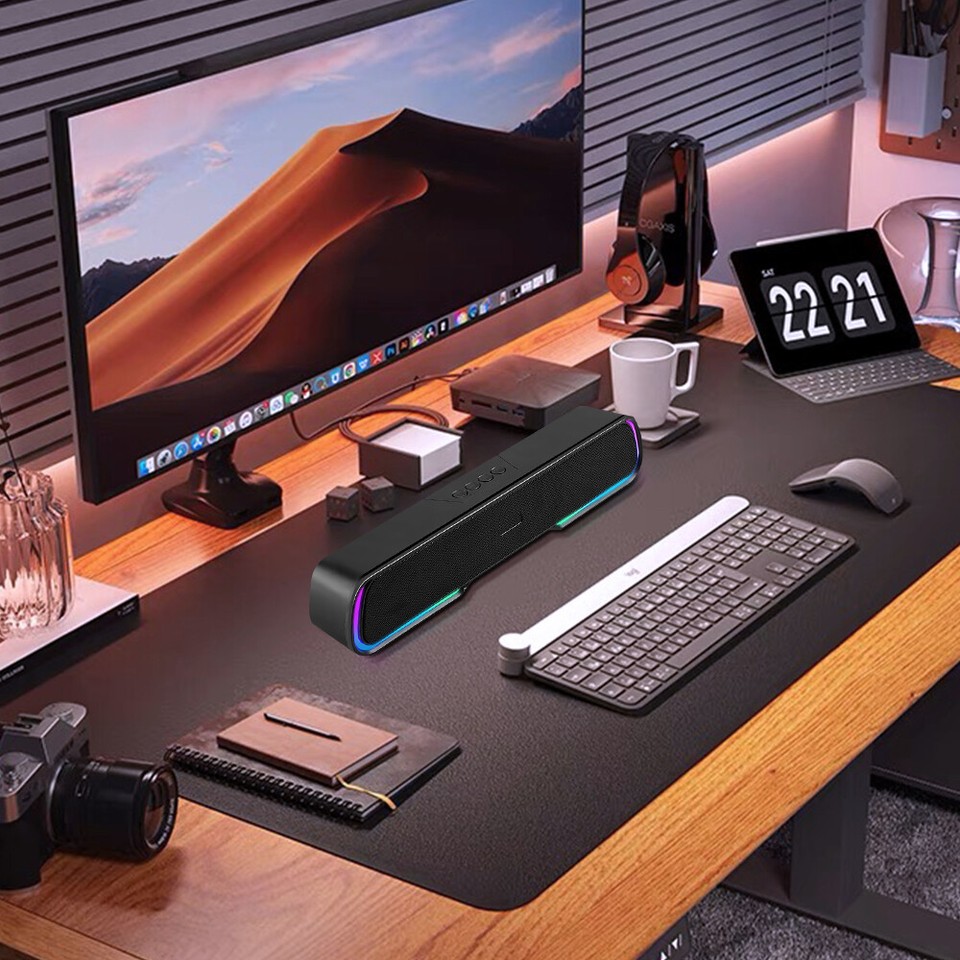 Bluetooth PC Speakers RGB Light Computer Speaker Stereo Bass Laptop TV Sound Bar eBay