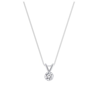 1/4 kt runder im Labor hergestellter gewachsener Diamanteinfassung Halskette 18 K Weißgold D/VVS 16''