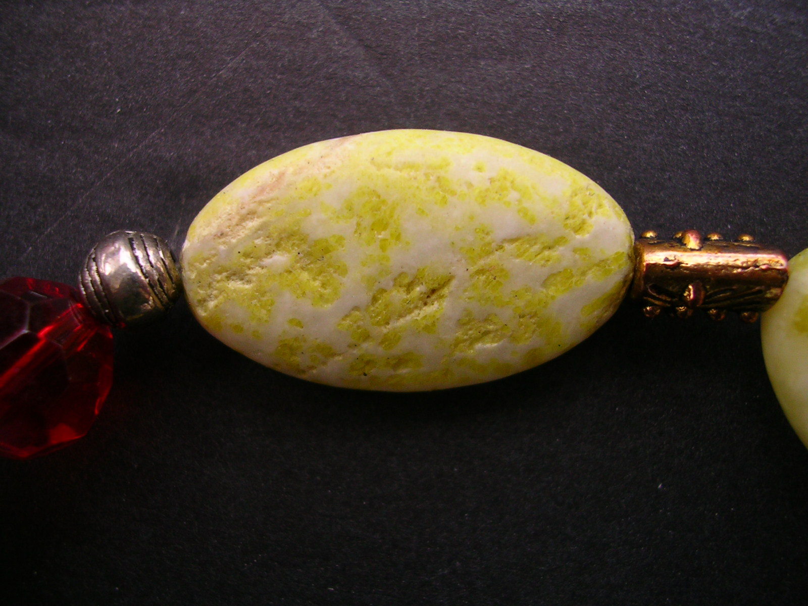 Yellow Stone Natural Bracelet with Red Accents-image