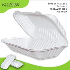 Bagasse Takeaway Box - 9x6 Inch Eco-Friendly Food Containers, Value Pack